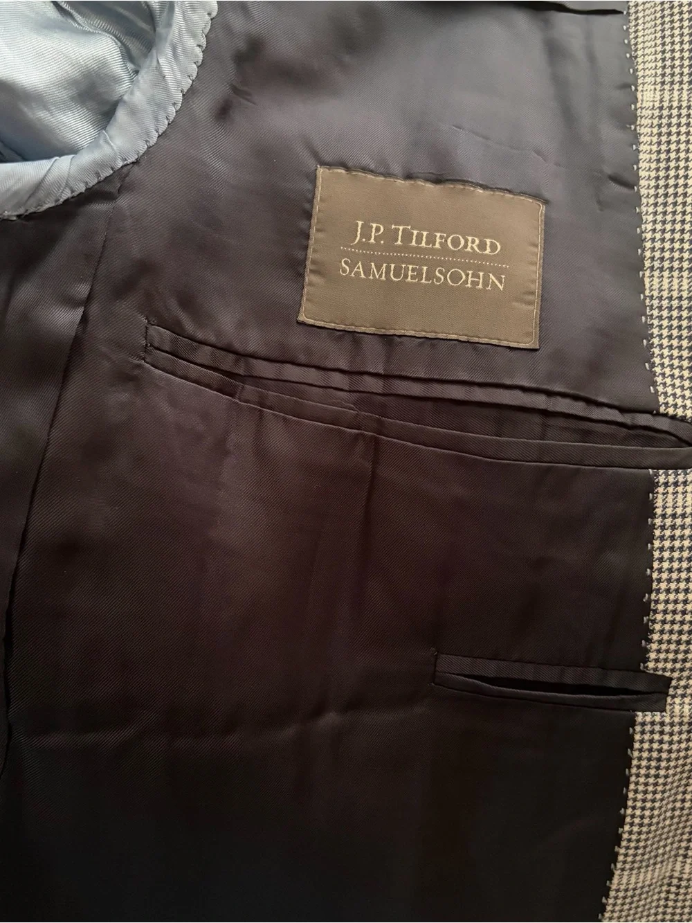 JP Tilford Samuelsohn Harry Rosen Grey Plaid Houndstooth Blazer Sport coat 42R